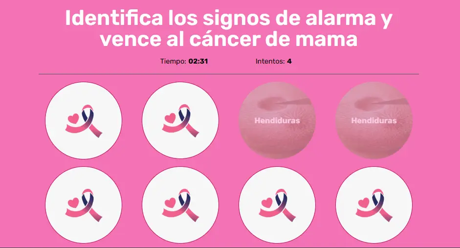 Juego sobre Reconoce los signos y vence al cáncer de mama 