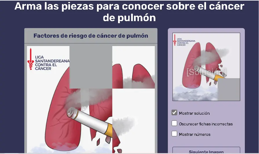 Juego sobre Descubre las fichas del cáncer de pulmón